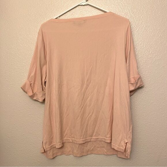Ralph Lauren Jean blush pink cuffed sleeve scoop boat neck T-shirt Plus size 3X - Picture 2 of 8